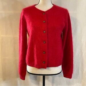 Guest in Residence 100% cashmere Grizzly knit cardigan red pink